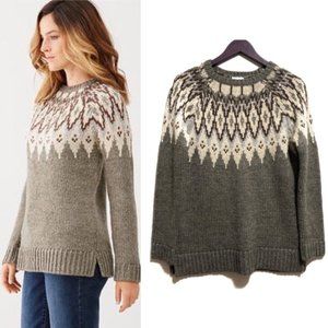 J. Jill Fair Isle Wool Blend Pullover Sweater